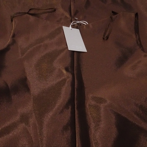 NWT COS Metallic Bronze Midi Dress Size 2 - Picture 4 of 10